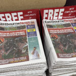 Free Newspaper in Eastburne Supermarket Pick Up Bin in Sainsbury's