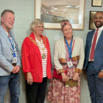 Chair Harry Walmsley, Trustee Ms Terry Henson Mayor Cllr Margaret Bannister Mayor and MP Josh Barbarinde. Photo Hugh Parker